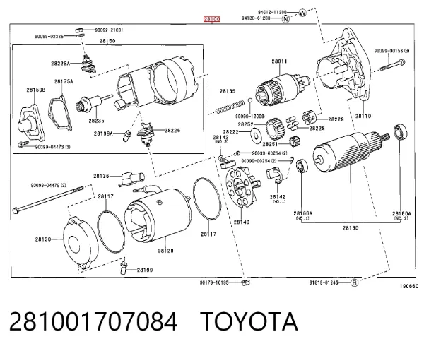 Rozrusznik 281001707084 Toyota