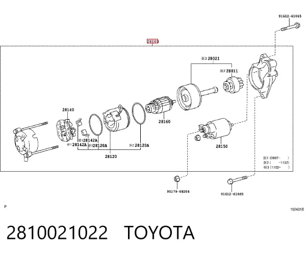 Rozrusznik 2810021022 Toyota