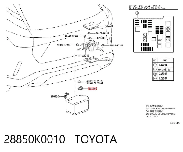 Klema akumulatora 28850K0010 Toyota