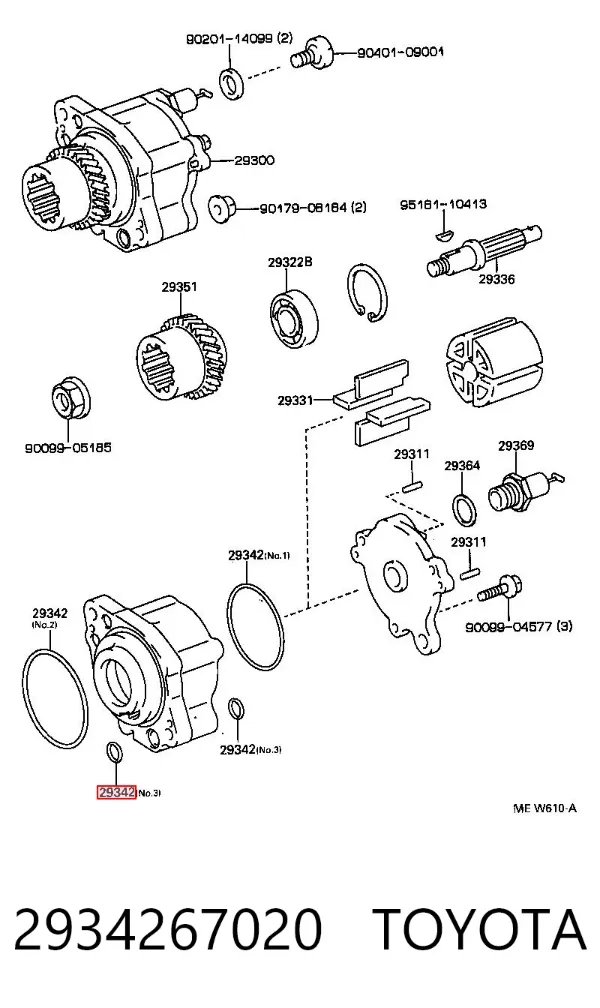 Uszczelka pompy oleju 2934267020 Toyota