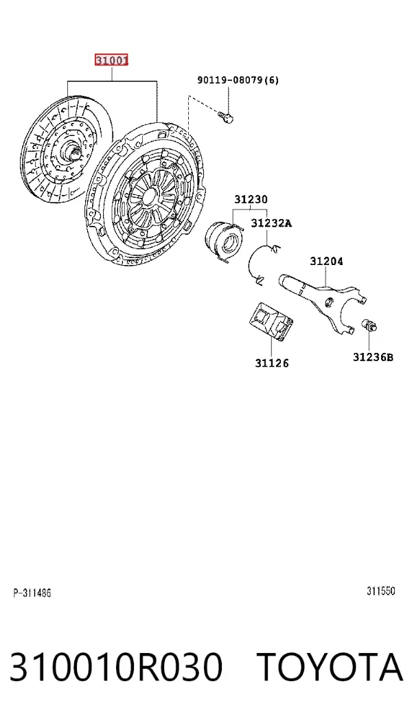 Zestaw sprzęgła (3 części) 310010R030 Toyota
