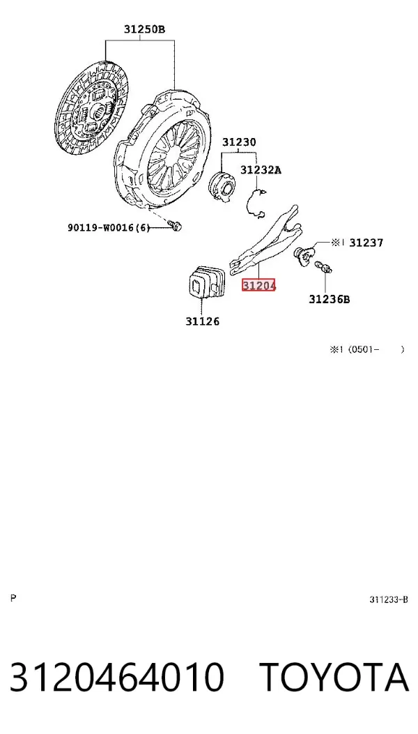 Widełki sprzęgła 3120464010 Toyota
