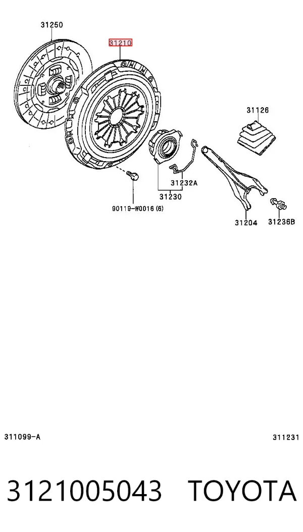 Docisk sprzęgła 3121005043 Toyota