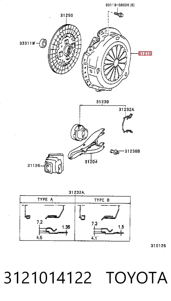 Docisk sprzęgła 3121014122 Toyota