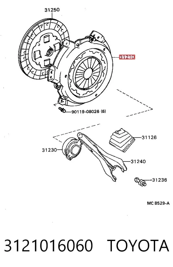 Docisk sprzęgła 3121016060 Toyota
