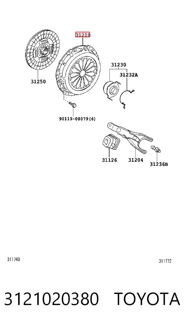 Docisk sprzęgła 3121020380 Toyota