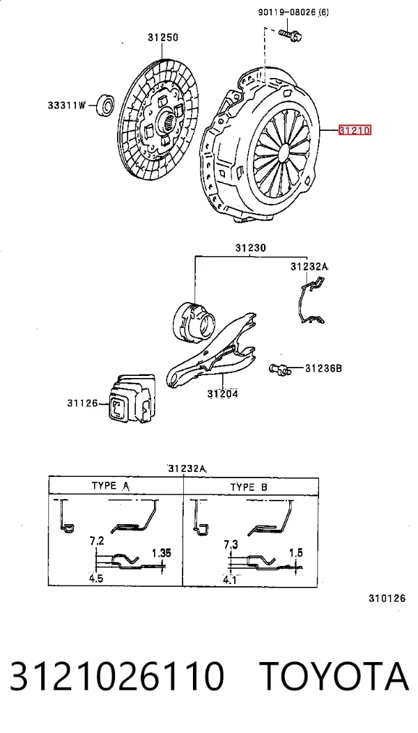 Docisk sprzęgła 3121026110 Toyota