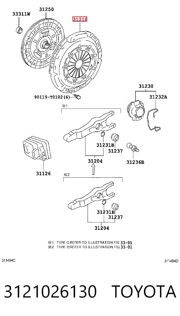 Docisk sprzęgła 3121026130 Toyota