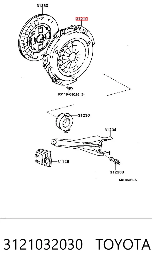 Docisk sprzęgła 3121032030 Toyota