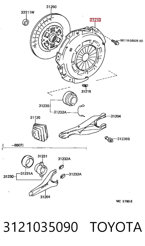 Docisk sprzęgła 3121035090 Toyota
