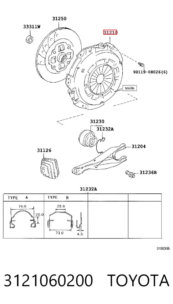 Docisk sprzęgła 3121060200 Toyota