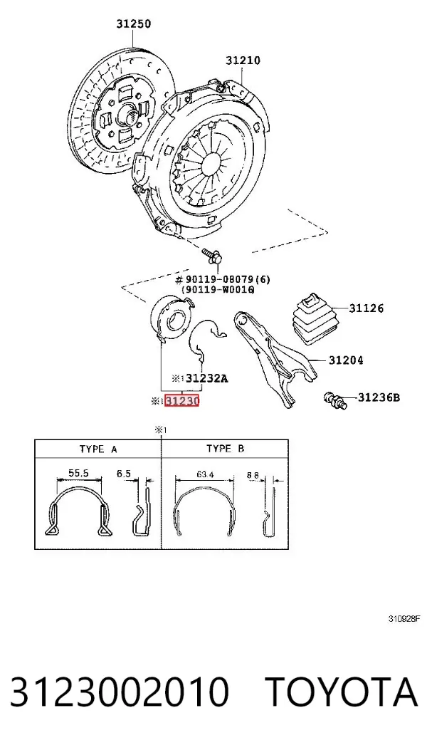 Łożysko wyciskowe sprzęgła 3123002010 Toyota
