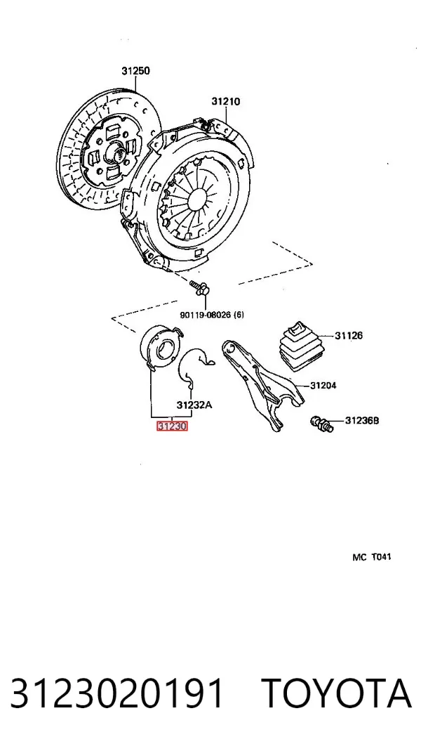 Łożysko wyciskowe sprzęgła 3123020191 Toyota