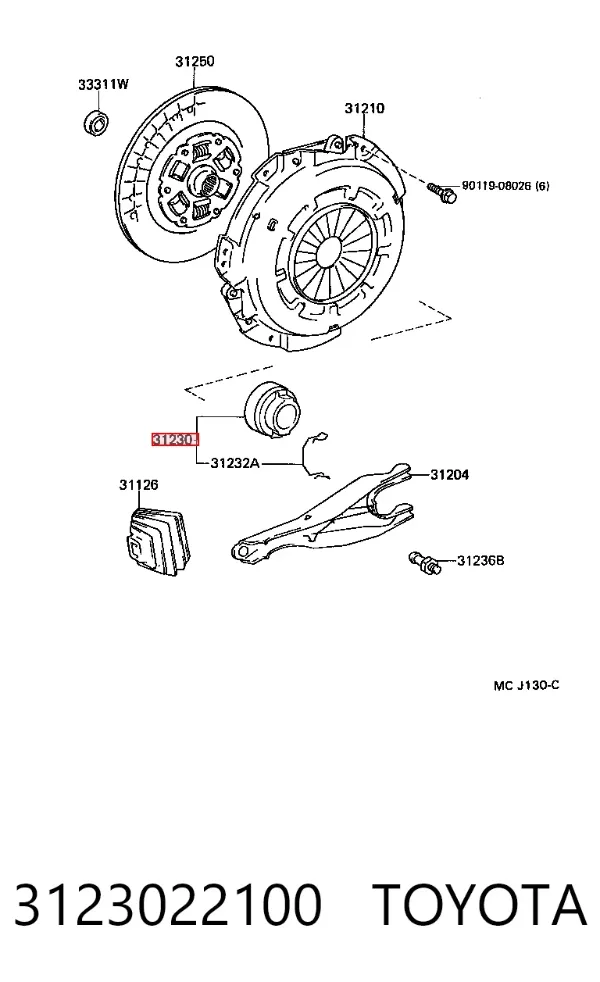 Łożysko wyciskowe sprzęgła 3123022100 Toyota