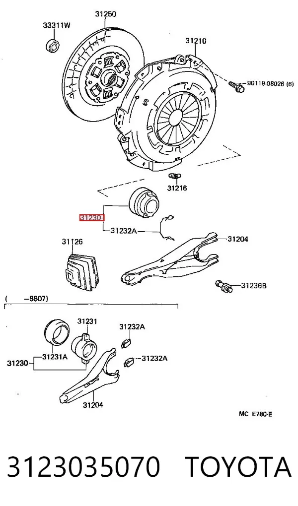 Łożysko wyciskowe sprzęgła 3123035070 Toyota