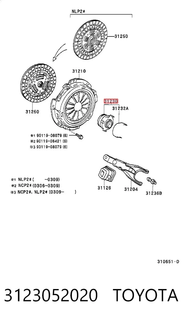 Łożysko wyciskowe sprzęgła 3123052020 Toyota