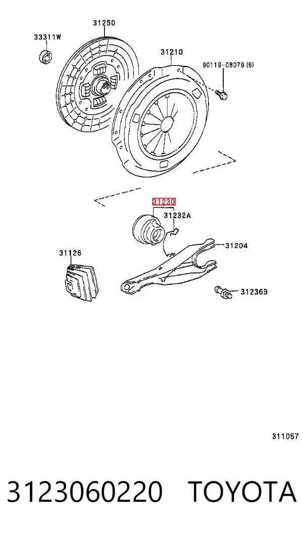 Łożysko wyciskowe sprzęgła 3123060220 Toyota