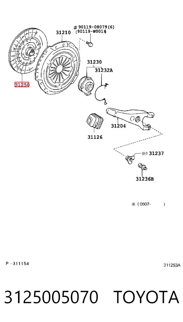 Tarcza sprzęgła 3125005070 Toyota