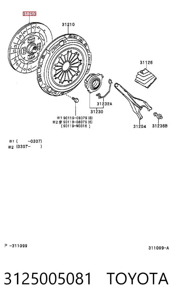 Tarcza sprzęgła 3125005081 Toyota