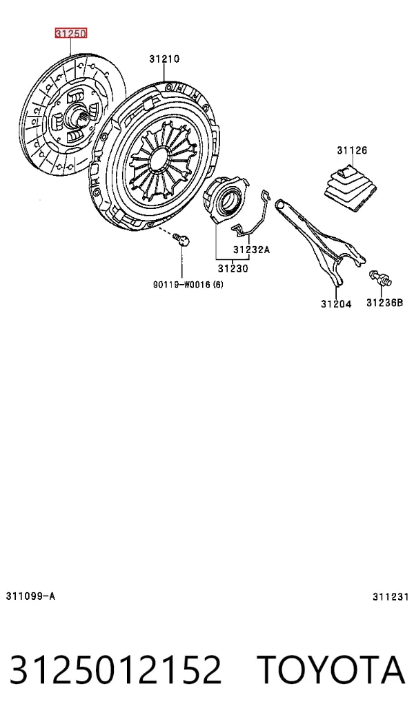 Tarcza sprzęgła 3125012152 Toyota