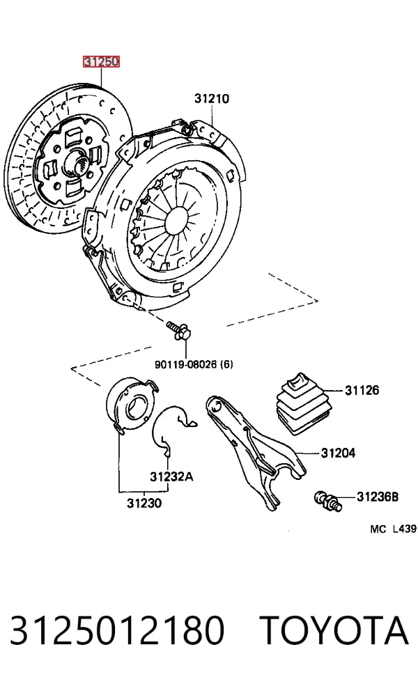 Tarcza sprzęgła 3125012180 Toyota