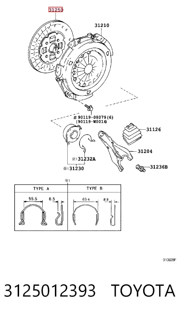 Tarcza sprzęgła 3125012393 Toyota