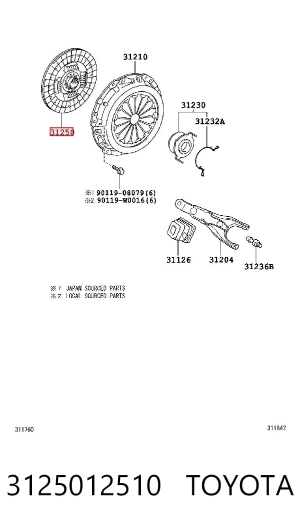 Tarcza sprzęgła 3125012510 Toyota
