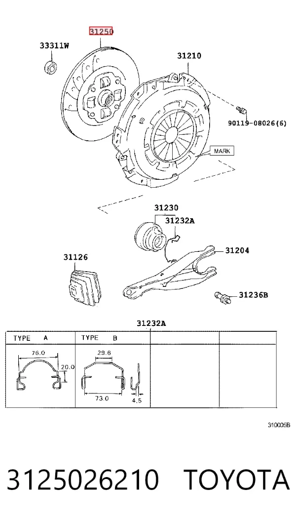Tarcza sprzęgła 3125026210 Toyota
