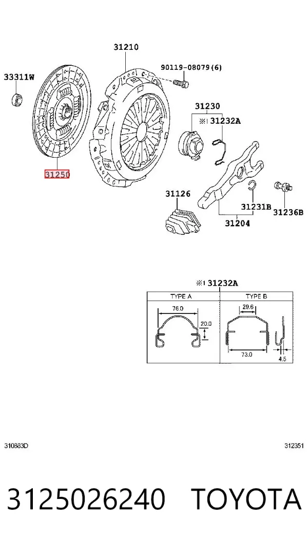 Tarcza sprzęgła 3125026240 Toyota