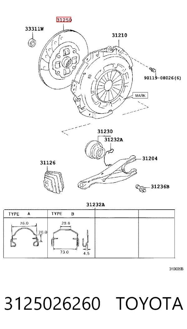Tarcza sprzęgła 3125026260 Toyota