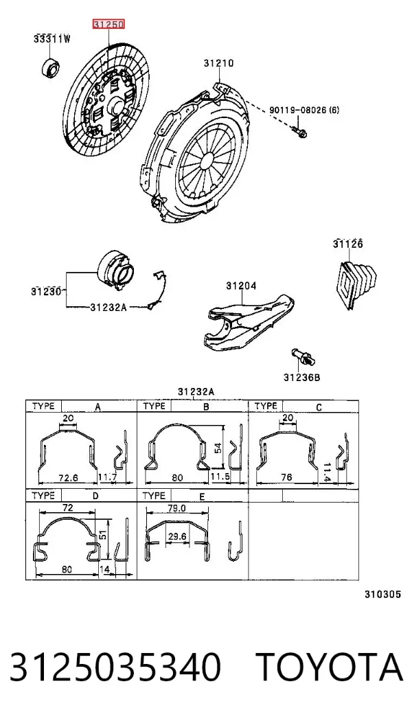 Tarcza sprzęgła 3125035340 Toyota