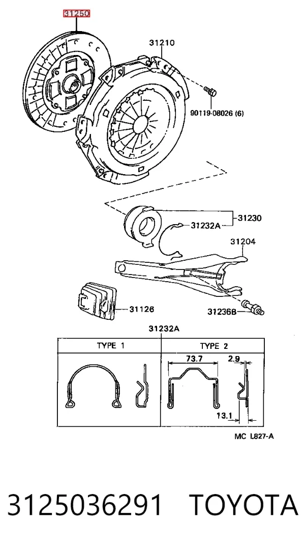 Tarcza sprzęgła 3125036291 Toyota