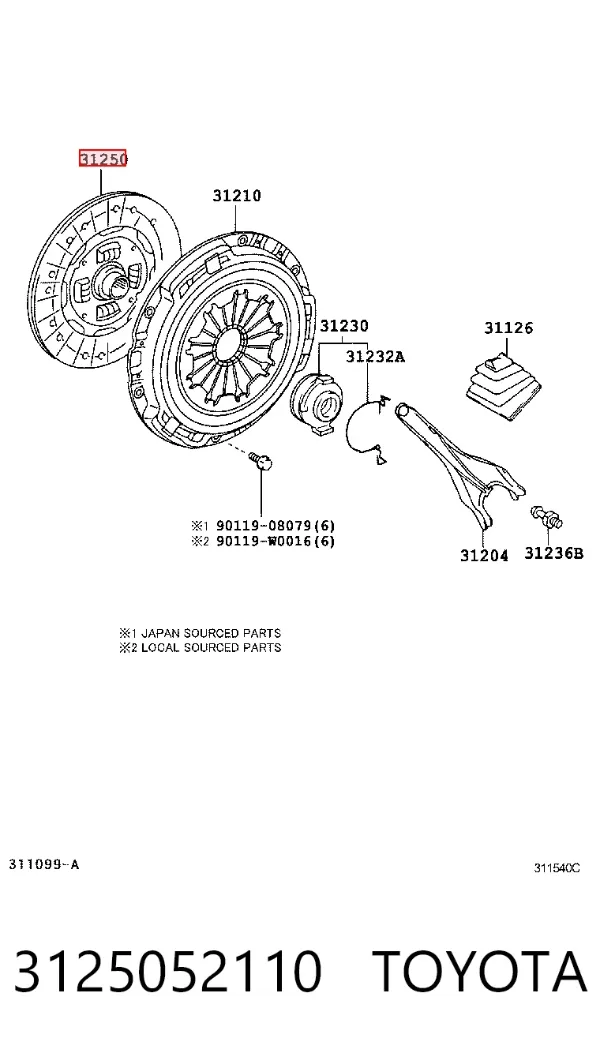 Tarcza sprzęgła 3125052110 Toyota