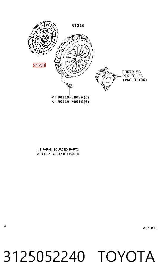 Tarcza sprzęgła 3125052240 Toyota