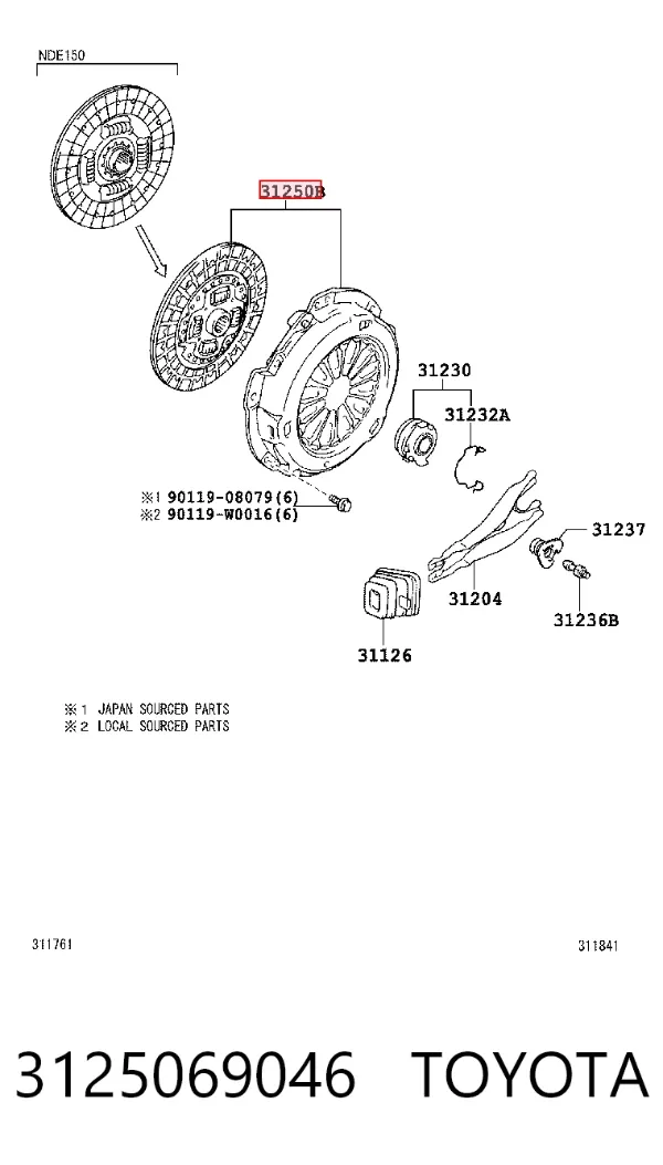 Zestaw sprzęgła (3 części) 3125069046 Toyota