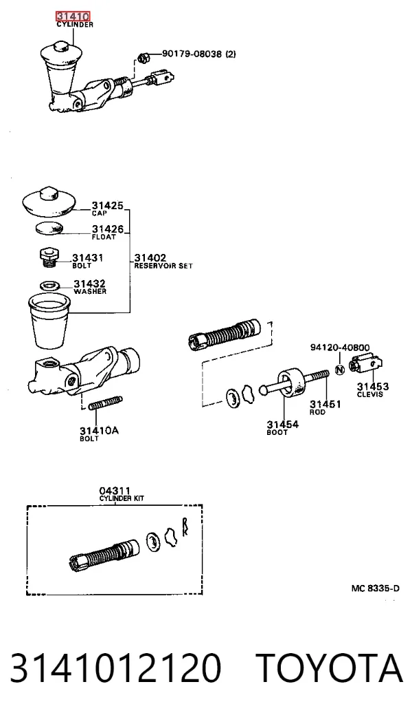 Cylinder sprzęgła główny 3141012120 Toyota