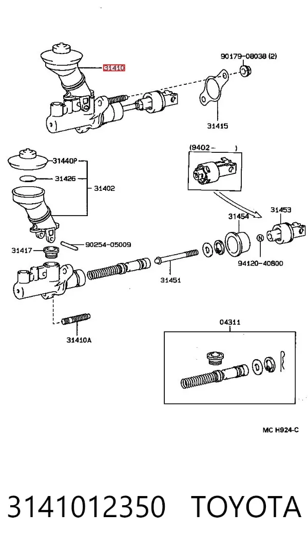 Cylinder sprzęgła główny 3141012350 Toyota