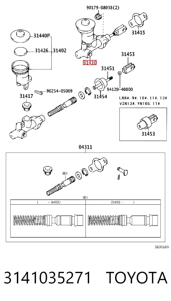 Cylinder sprzęgła główny 3141035271 Toyota