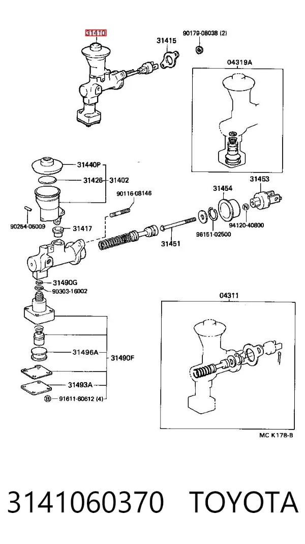 Cylinder sprzęgła główny 3141060370 Toyota