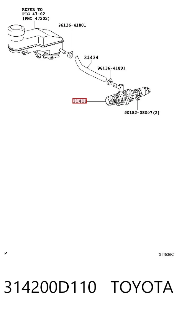 Cylinder sprzęgła główny 314200D110 Toyota