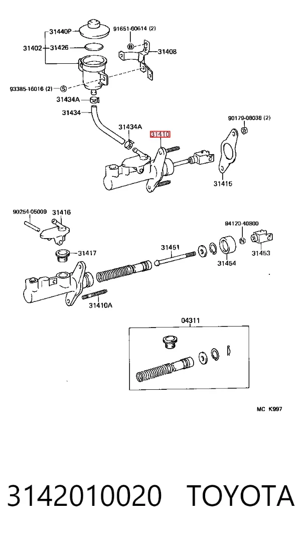 Cylinder sprzęgła główny 3142010020 Toyota