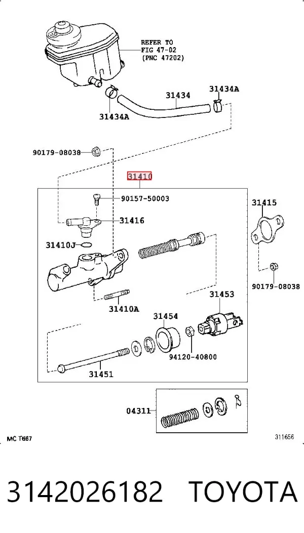 Cylinder sprzęgła główny 3142026182 Toyota