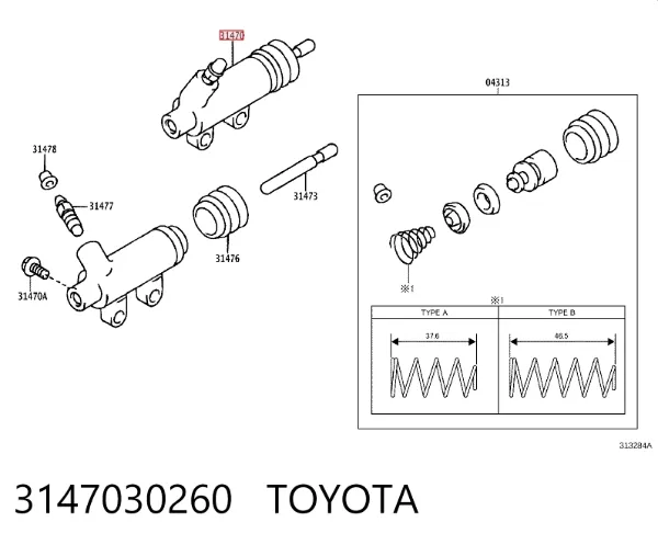 Cylinder roboczy sprzęgła Toyota Hiace II