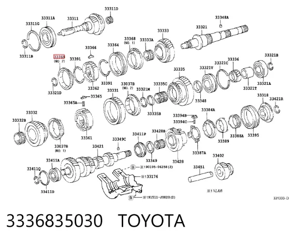 Pierścień synchronizatora 3336835030 Toyota