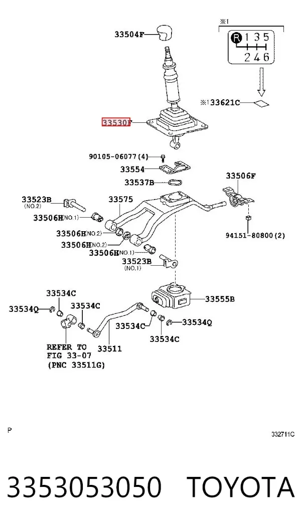 Mechanizm zmiany biegów (cięgno) 3353053050 Toyota