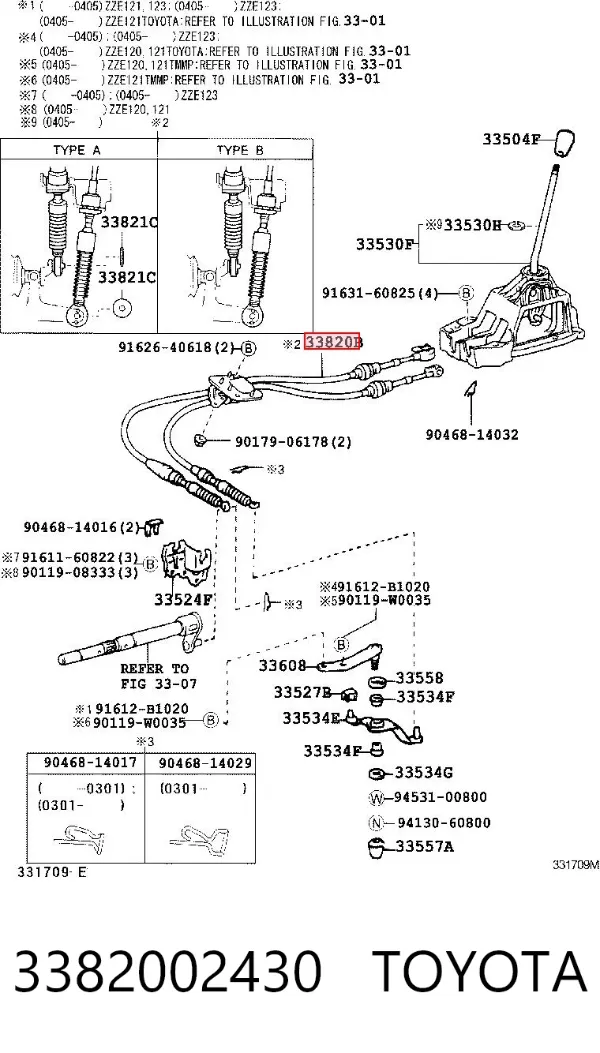 Linka dźwigni zmiany biegów podwójna 3382002430 Toyota