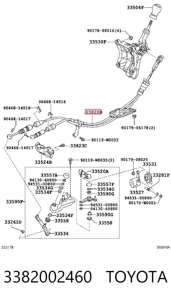 Linka dźwigni zmiany biegów podwójna 3382002460 Toyota