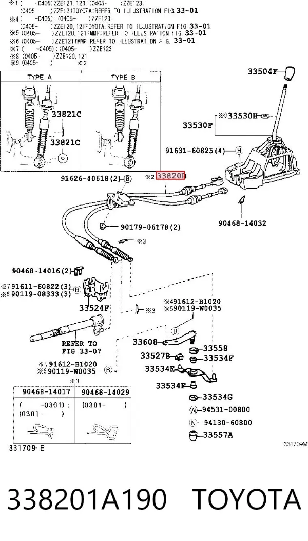 Linka dźwigni zmiany biegów podwójna 338201A190 Toyota