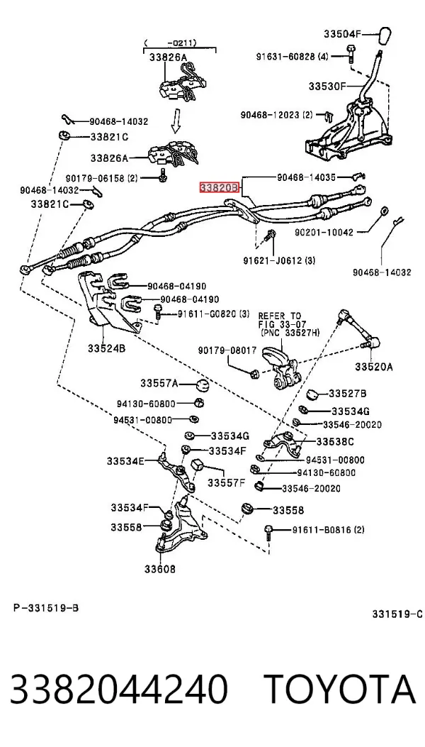 Linka dźwigni zmiany biegów podwójna 3382044240 Toyota