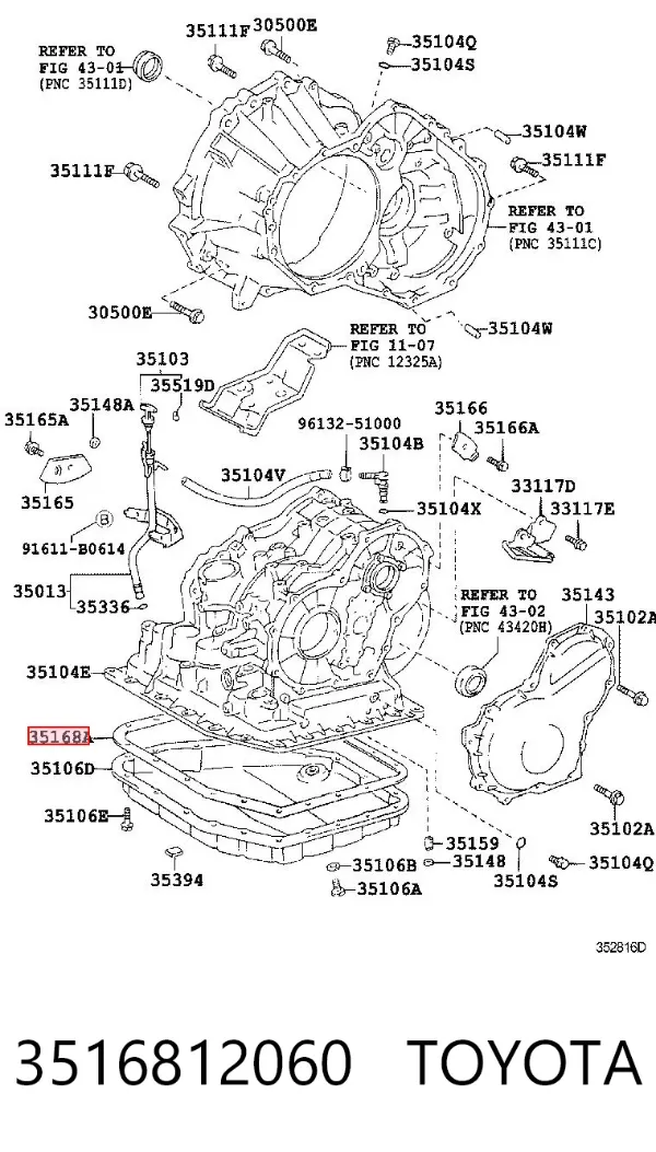 Uszczelka miski automatycznej/mechanicznej skrzyni biegów 3516812060 Toyota